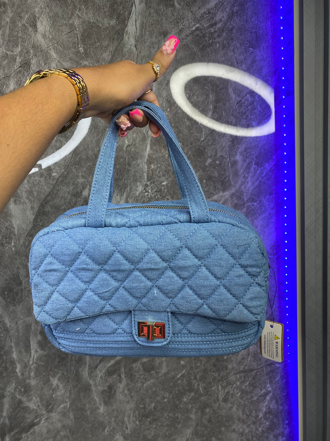 Quilted denim bag