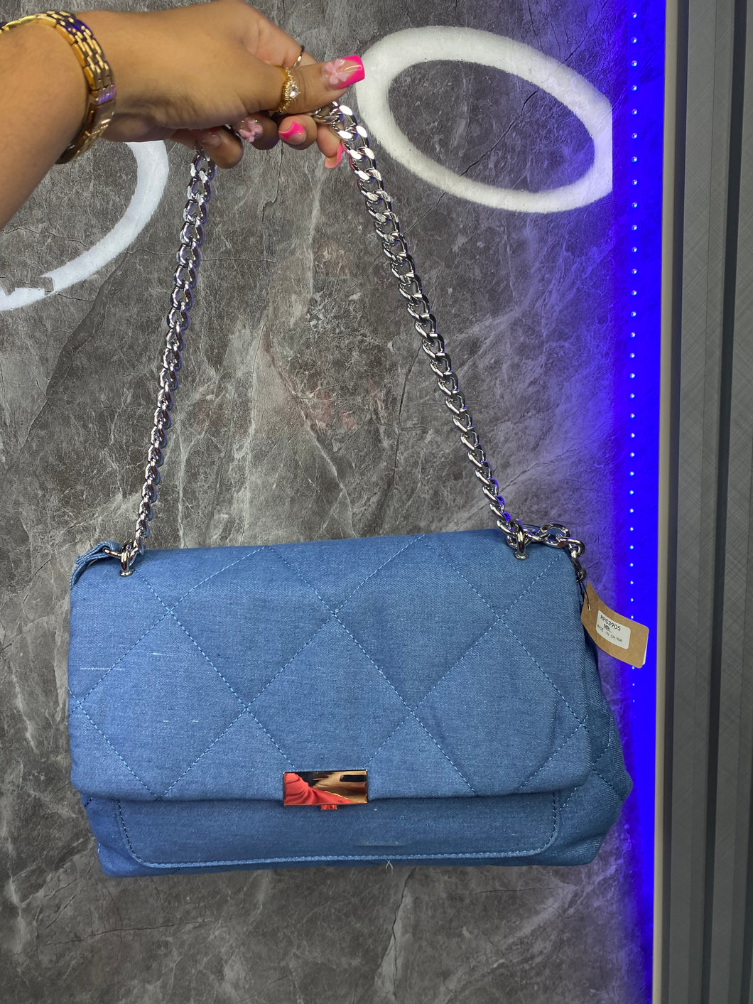 Quilted Denim chain bag