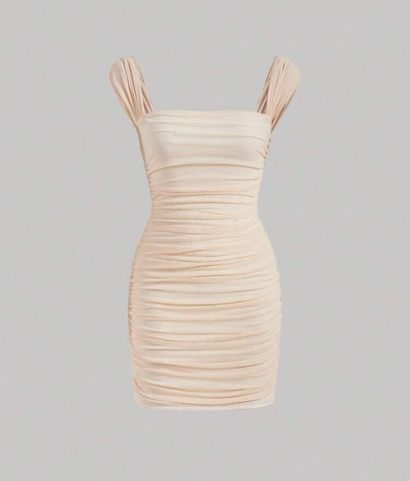 Solid Ruched bodycon dress