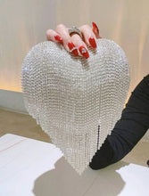 Load image into Gallery viewer, Silver Heart fringe Clutch
