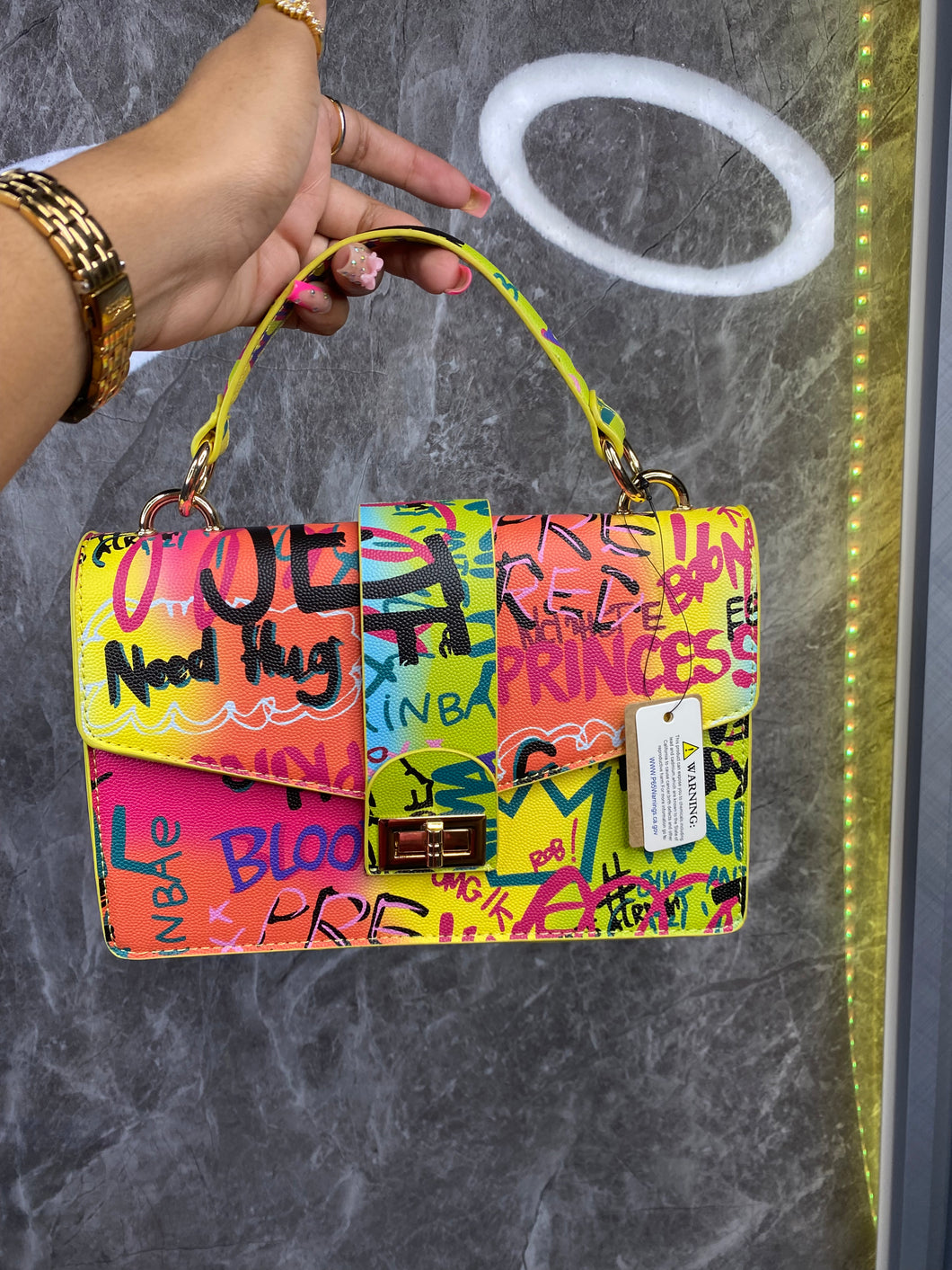 Graffiti top handle clutch