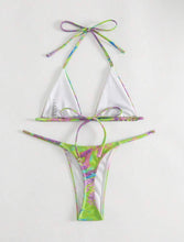 Cargar imagen en el visor de la galería, Conjunto de bikini de triángulo halter con estampado integral
