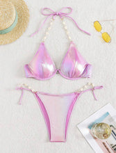 Load image into Gallery viewer, Pearl detail underwire bikini
