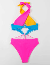 Load image into Gallery viewer, Color block cut out one piece swimsuit

