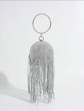 Load image into Gallery viewer, Silver Round Fringe Clutch
