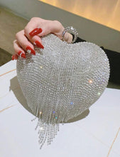 Load image into Gallery viewer, Silver Heart fringe Clutch
