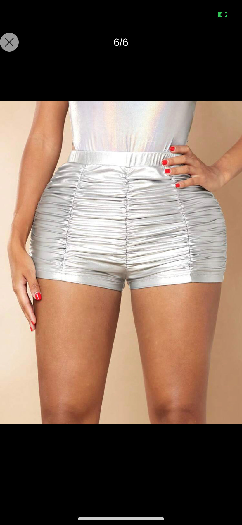 Solid Ruched Shorts (Silver only )