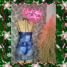 Load image into Gallery viewer, Denim print tie backless cami bodysuit &amp; bodycon skirt
