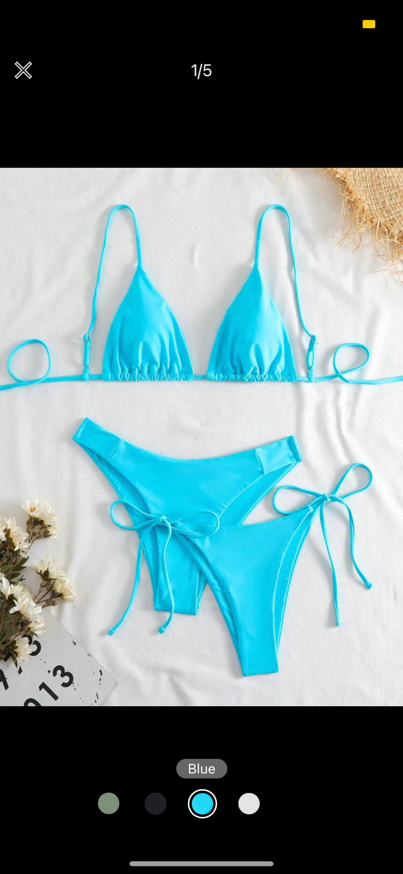 Conjunto de bikini azul de 3 piezas